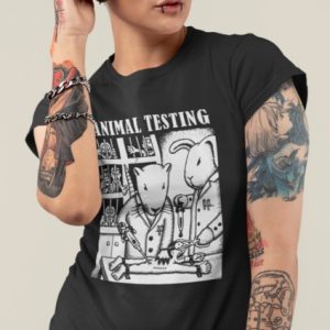 011_Deth_T shirt_Animal_Testing_Woman_Short_Hair_Black