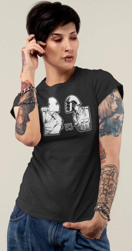 012_Deth_T shirt_No Justice, No Peace_Woman_Short_Hair_Black